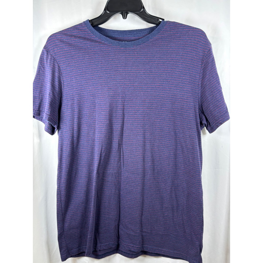 Goodfellow & Co Mens Large Navy Blue Red Micro Stripe Short‎ Sleeve Crewneck Tee